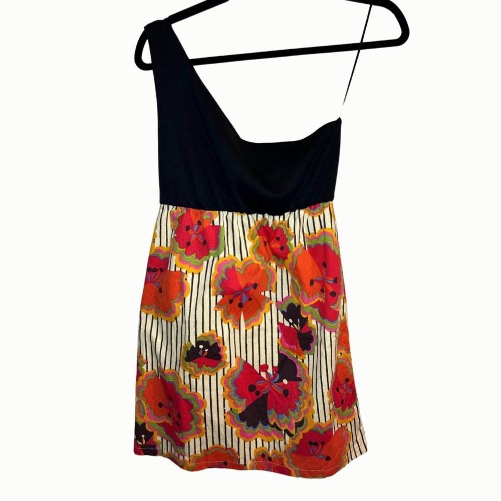 Judith March Anthropologie Small One Shoulder Retro Mini Dress